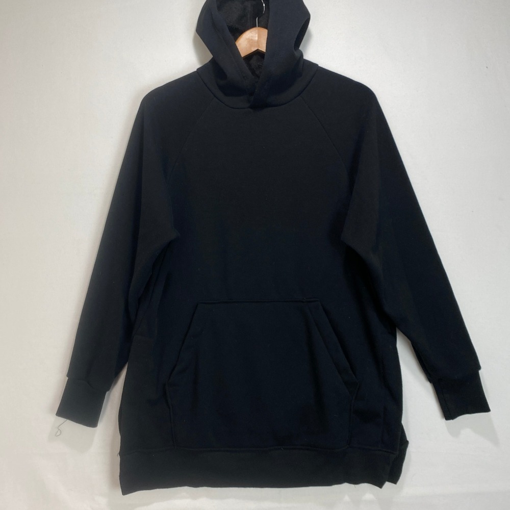 The Warmy‎ Black Cozy Fleece Lined Hooded Sweatshirt Tunic Dress Size M